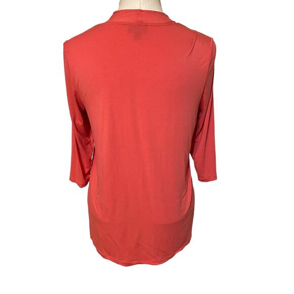 J. Jill Wearever Collection Open Front 3/4 Sleeve Cardigan Sweater Coral Size M - Picture 2 of 7